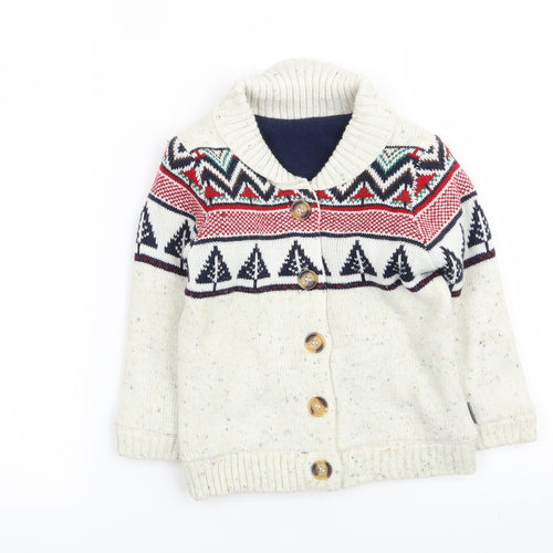 nutmeh Boys Multicoloured Geometric  Cardigan Jumper Size 2 Years