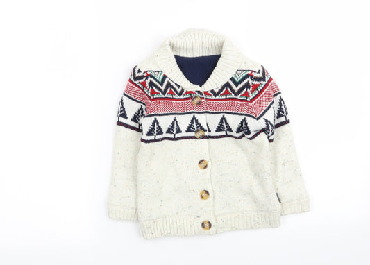 nutmeh Boys Multicoloured Geometric  Cardigan Jumper Size 2 Years