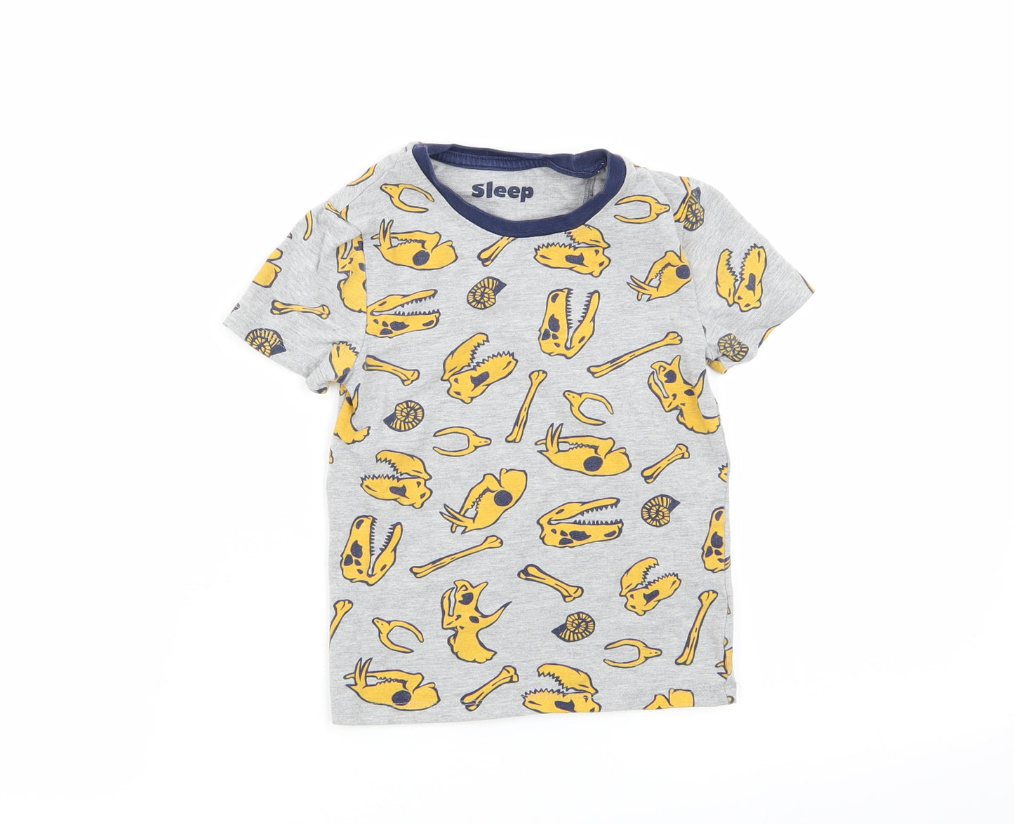 M&S Boys Grey Geometric   Pyjama Top Size 3-4 Years