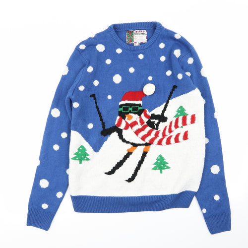 Cedar Wood State Mens Blue Polka Dot  Pullover Jumper Size M  - christmas jumper