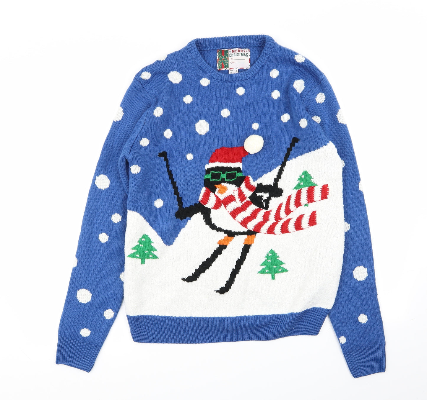 Cedar Wood State Mens Blue Polka Dot  Pullover Jumper Size M  - christmas jumper