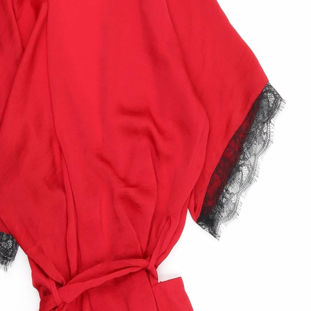 love to lounge Womens Red Solid  Top Robe Size 10