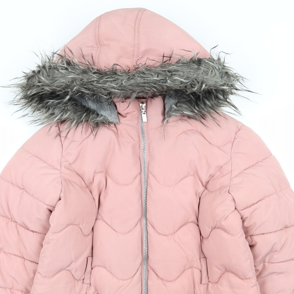 F&F Girls Pink   Parka Coat Size 13-14 Years