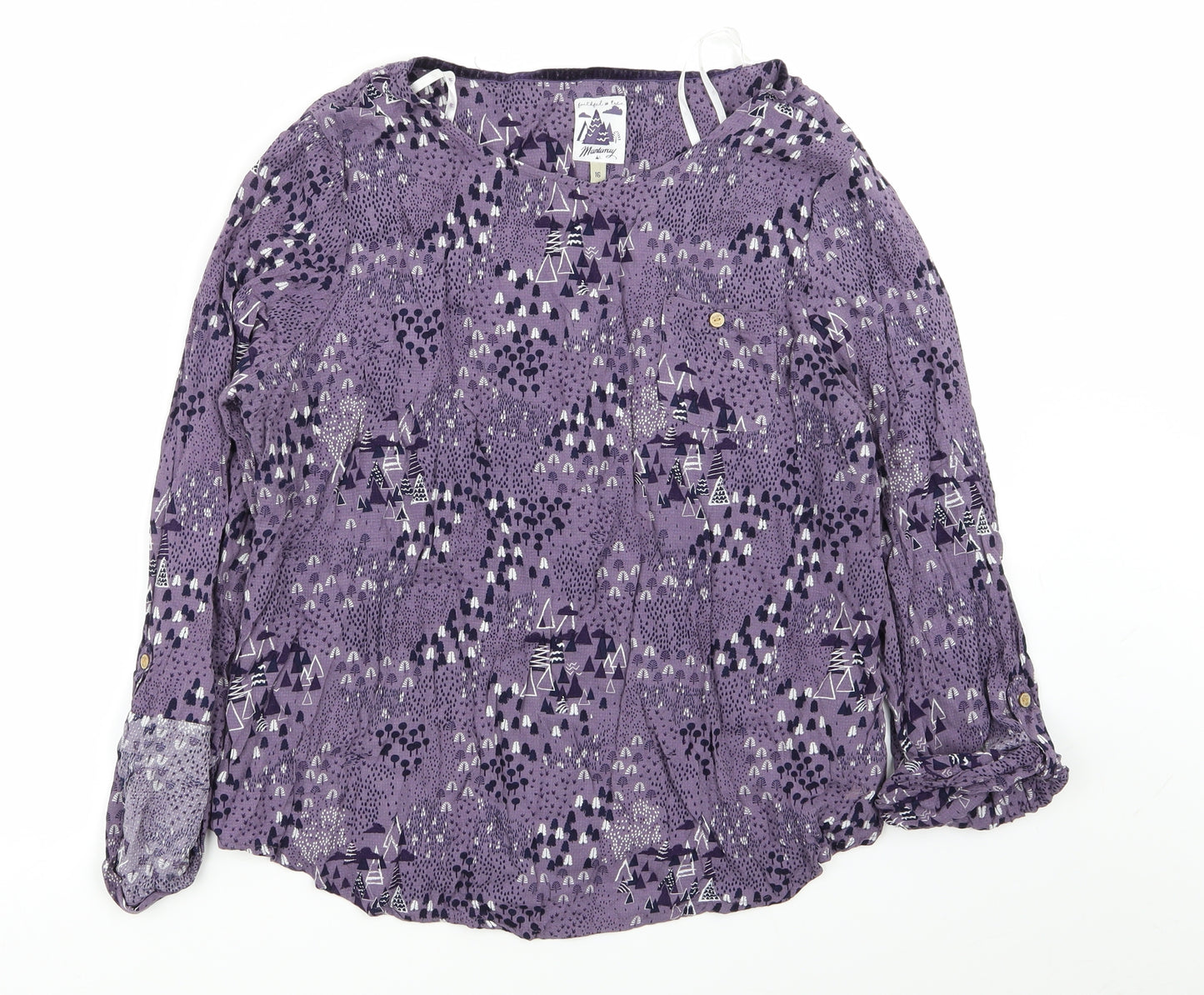 montaray Womens Purple Geometric  Basic T-Shirt Size 16