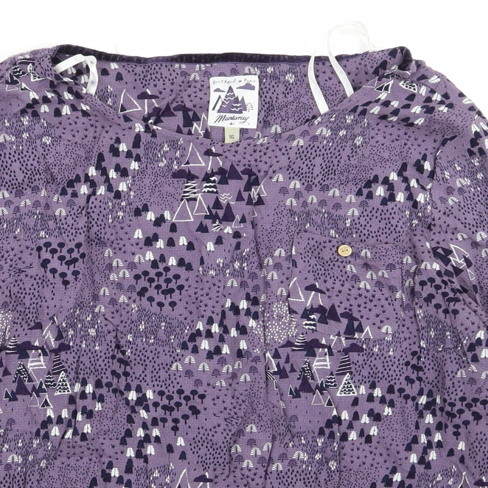 montaray Womens Purple Geometric  Basic T-Shirt Size 16