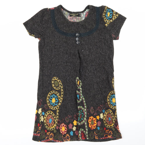 pussycat Womens Grey Geometric  A-Line  Size S
