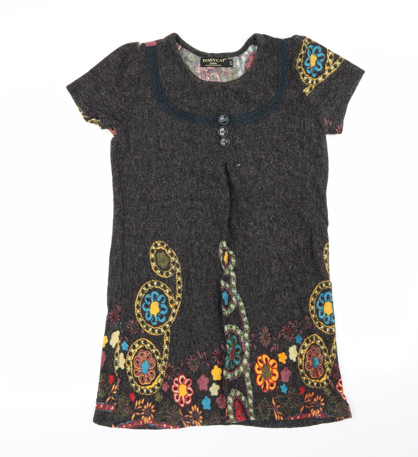 pussycat Womens Grey Geometric  A-Line  Size S