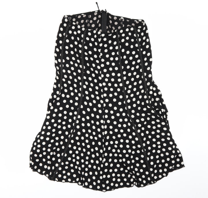 Preworn Womens Black Polka Dot Flare Skirt Size 32 in