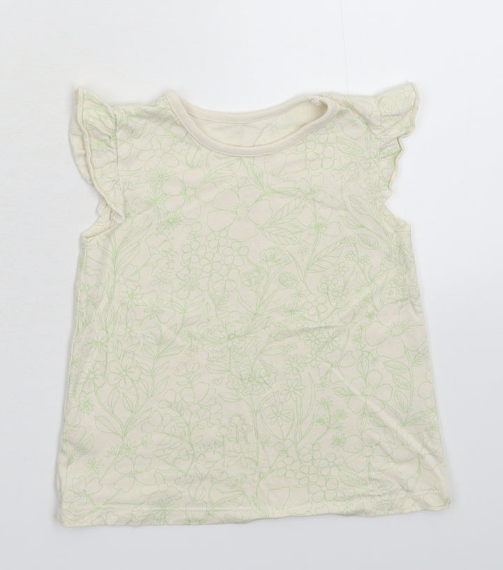 George Girls Yellow Floral Basic T-Shirt Size 12-18 Months