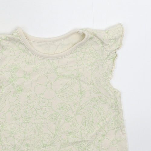 George Girls Yellow Floral  Basic T-Shirt Size 12-18 Months