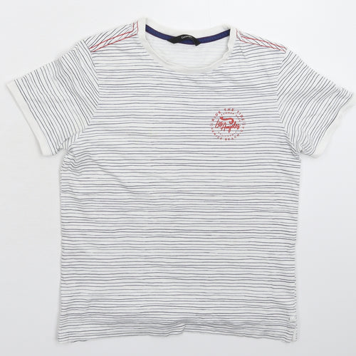 George Boys White Striped  Basic T-Shirt Size 10-11 Years