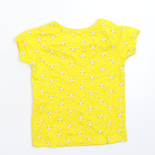 Primark Girls Yellow Floral  Basic T-Shirt Size 6-7 Years