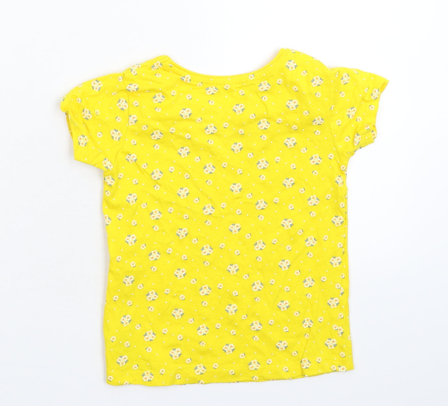 Primark Girls Yellow Floral  Basic T-Shirt Size 6-7 Years
