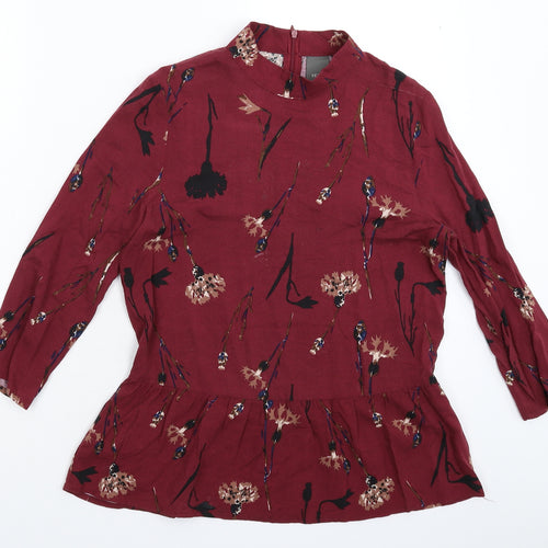 ICHI Womens Brown Floral  Basic Blouse Size M