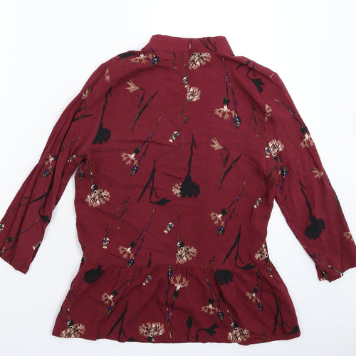 ICHI Womens Brown Floral  Basic Blouse Size M