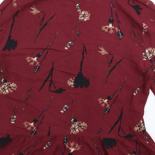 ICHI Womens Brown Floral  Basic Blouse Size M