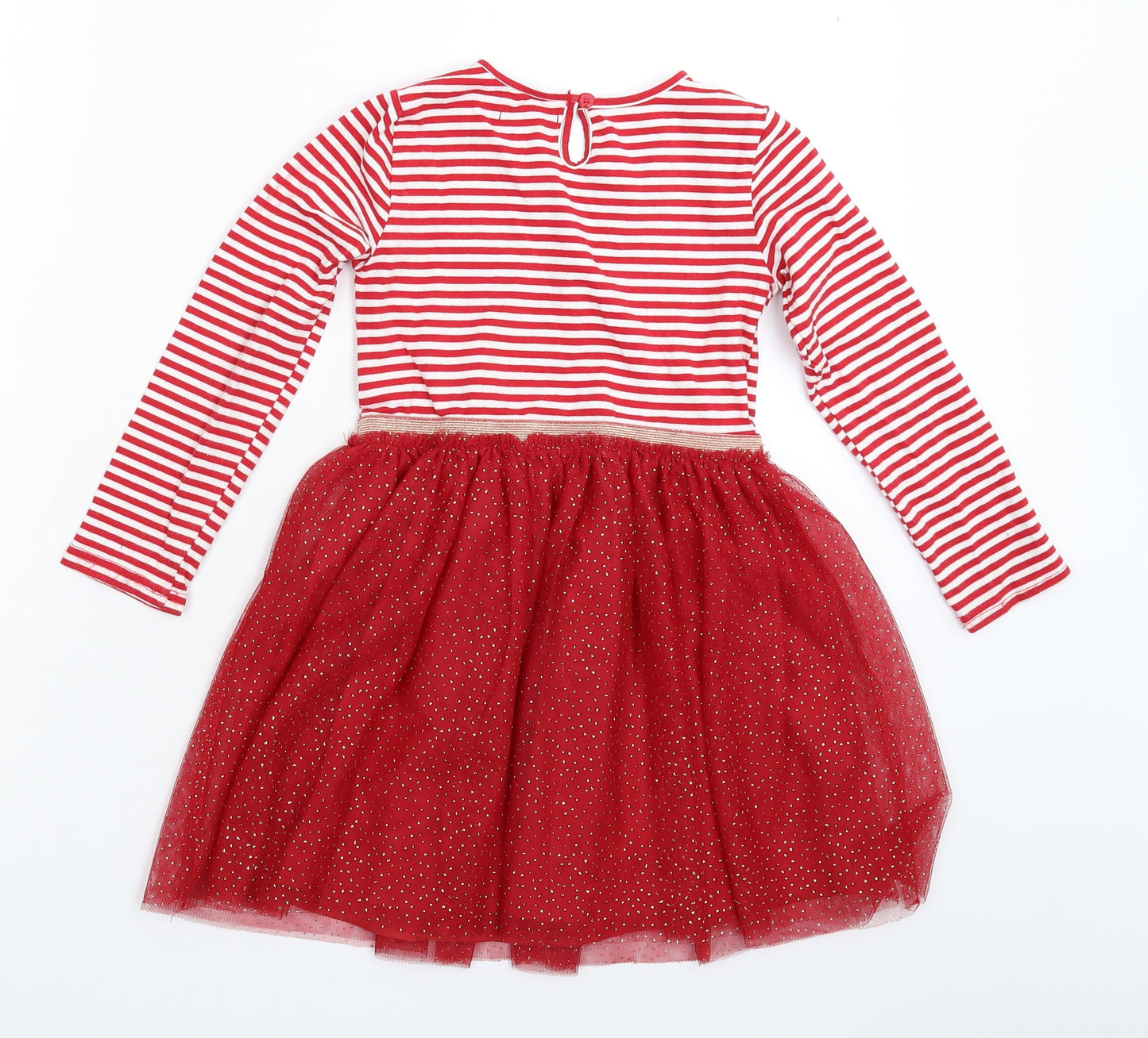 Primark Girls Red Striped  Fit & Flare  Size 6-7 Years