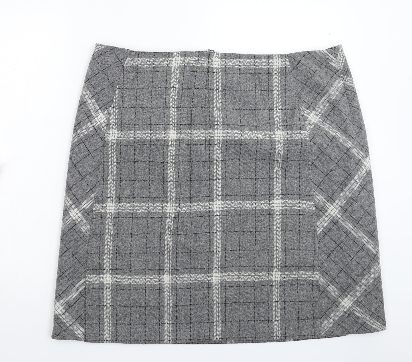 Laura Ashley Womens Grey Check  A-Line Skirt Size 20