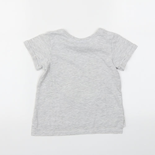 Disney Girls Grey Animal Print  Basic T-Shirt Size 3-4 Years