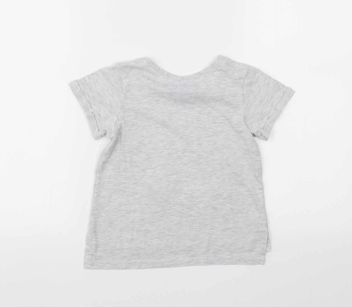 Disney Girls Grey Animal Print  Basic T-Shirt Size 3-4 Years