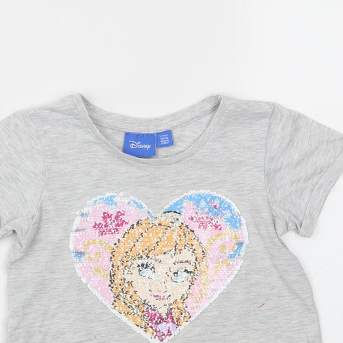 Disney Girls Grey Animal Print  Basic T-Shirt Size 3-4 Years