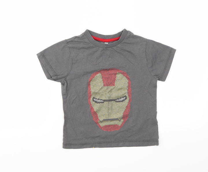 Avenger Boys Grey Geometric  Basic T-Shirt Size 5 Years