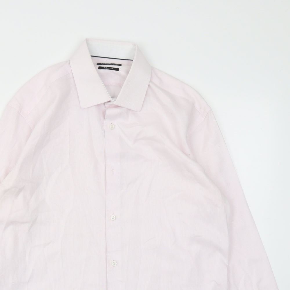 M&S Mens Pink    Button-Up Size 15.5