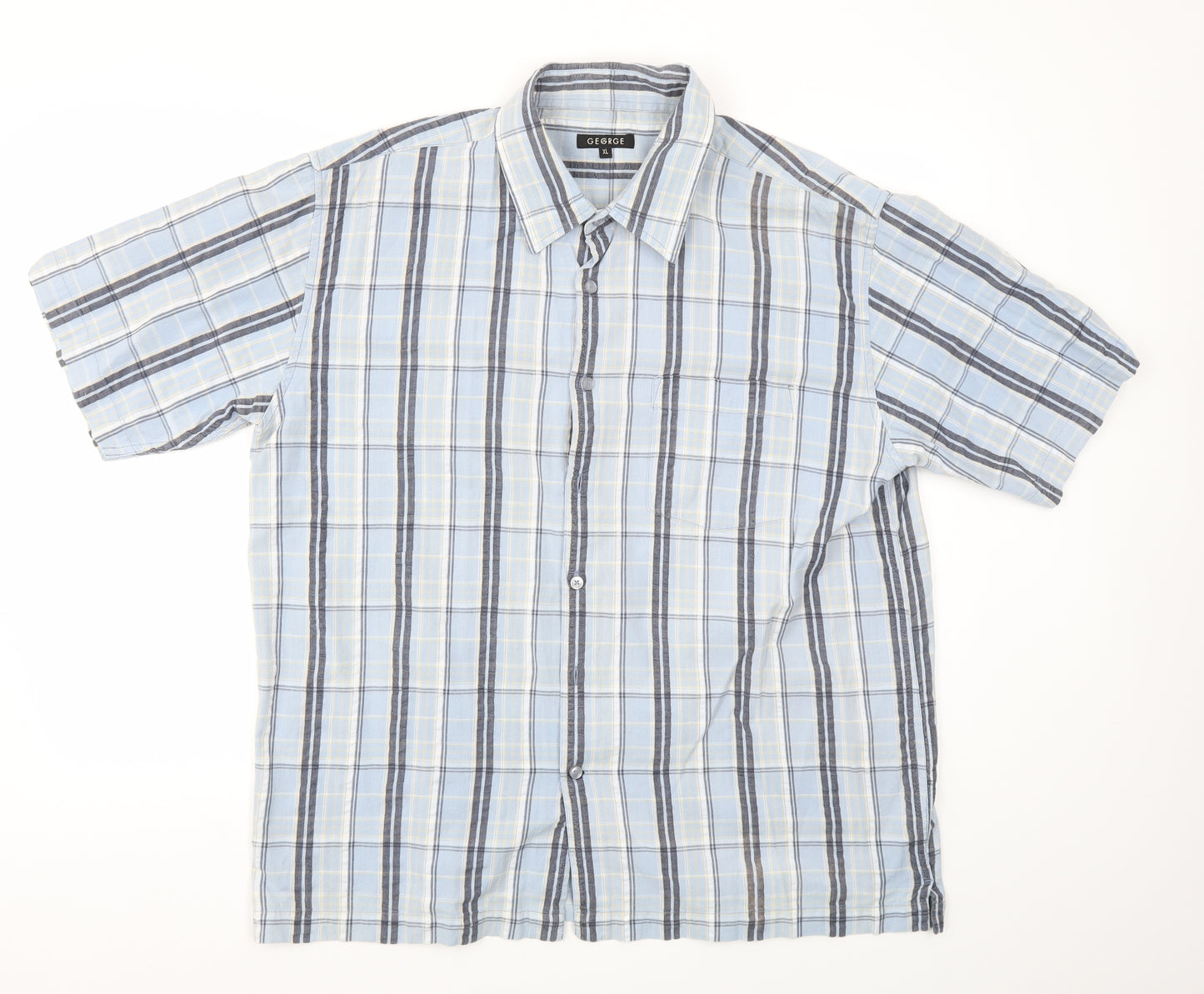 George Mens Blue Check   T-Shirt Size XL