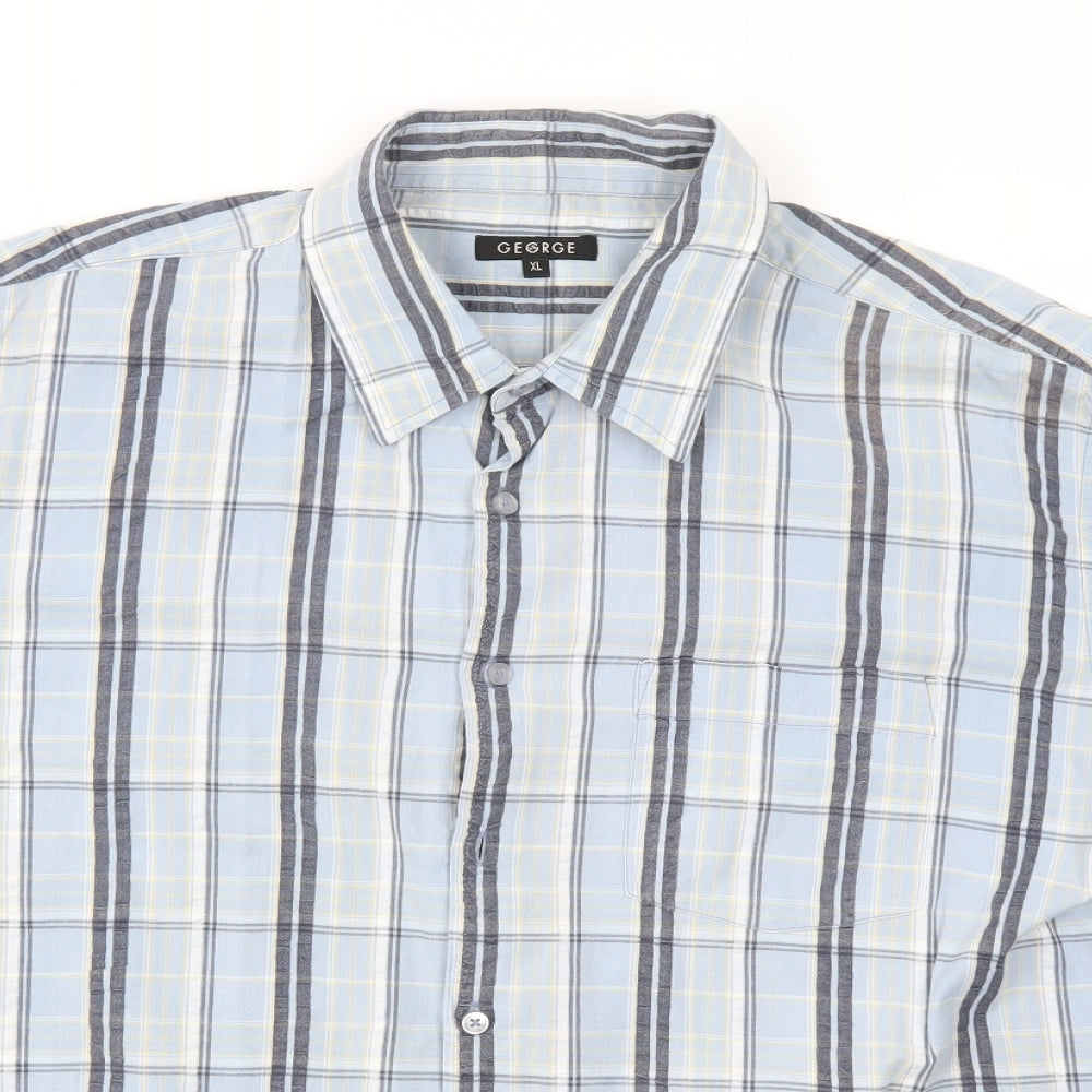George Mens Blue Check   T-Shirt Size XL