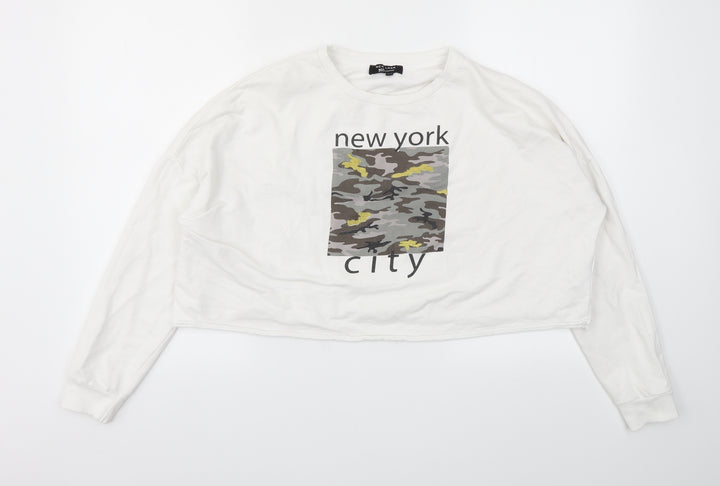 New Look Girls White Pullover Hoodie Size 14-15 Years