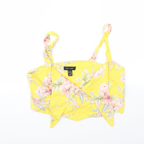 New Look Womens Yellow Floral  Basic T-Shirt Size 12