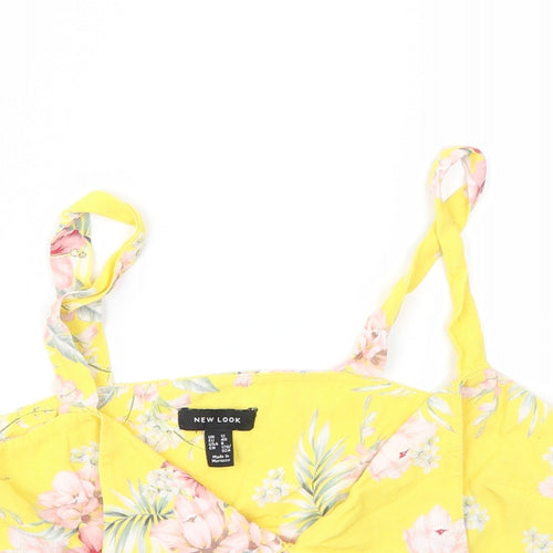 New Look Womens Yellow Floral  Basic T-Shirt Size 12