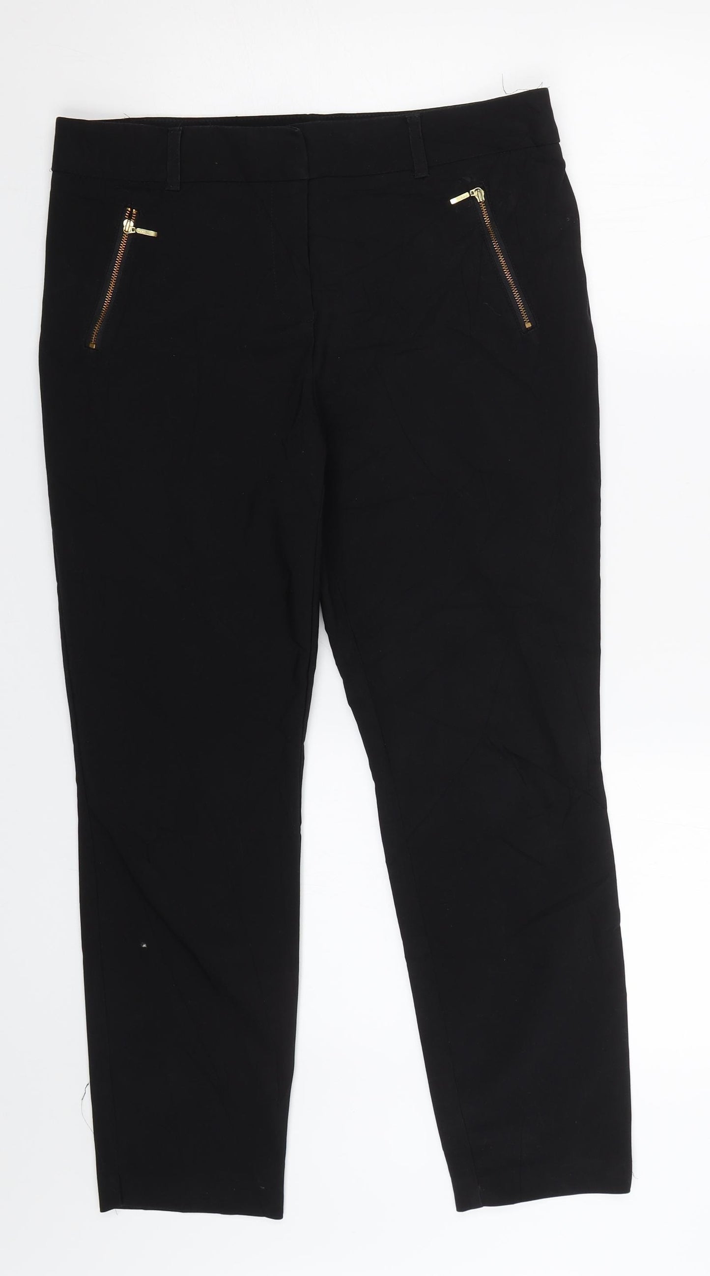 Papaya Womens Black   Trousers  Size 12 L25 in