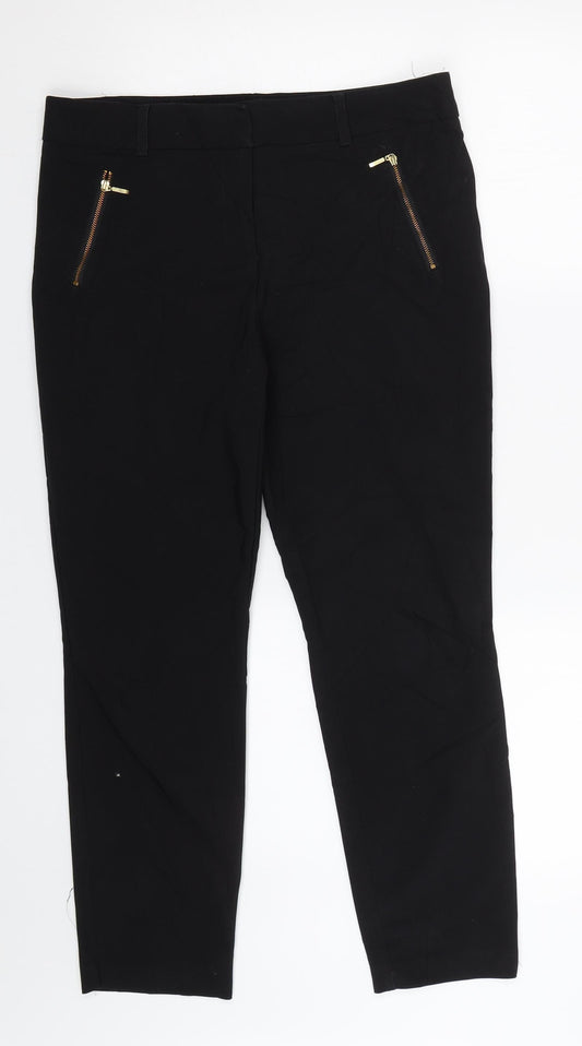 Front view of Papaya women’s black trousers, size UK 12, 25-inch leg