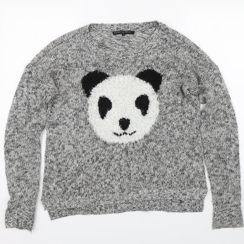 Heart & soul Womens Grey  Knit Pullover Jumper Size 10  - Panda
