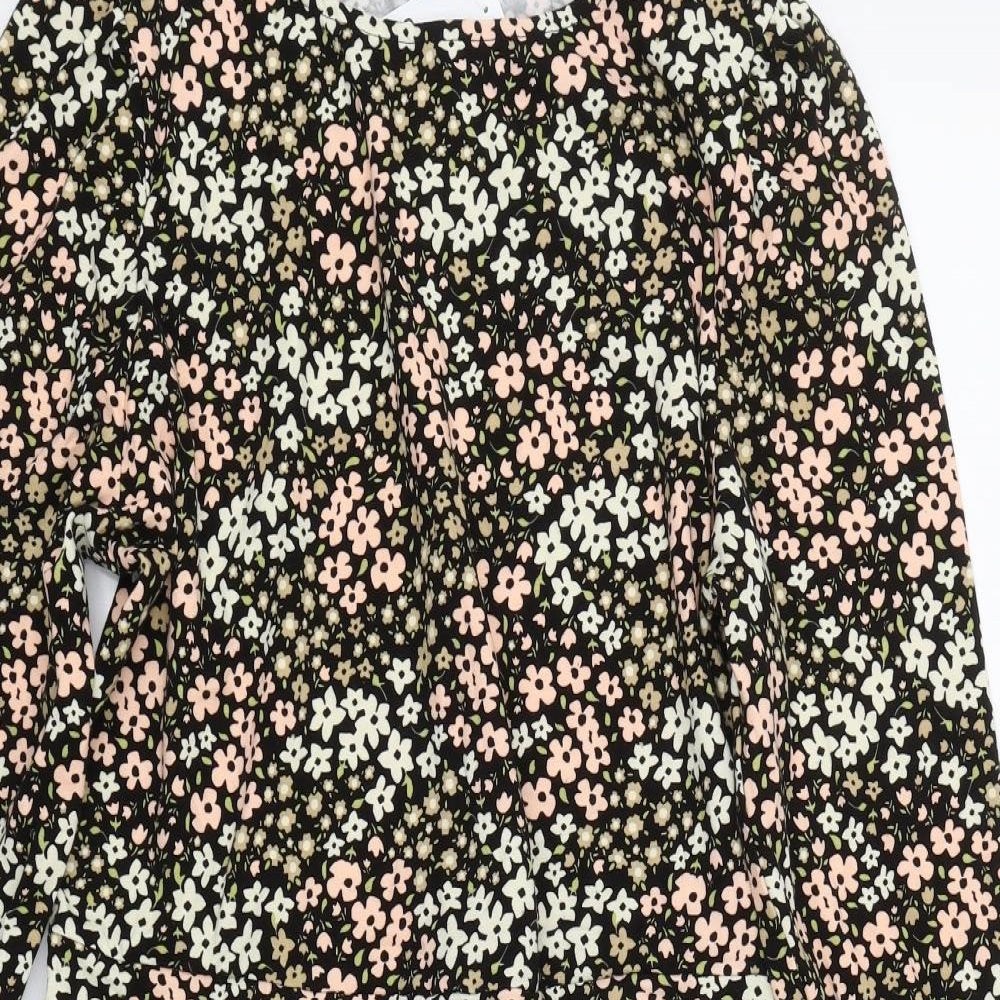 Dorothy Perkins Womens Black Floral  T-Shirt Dress  Size 18