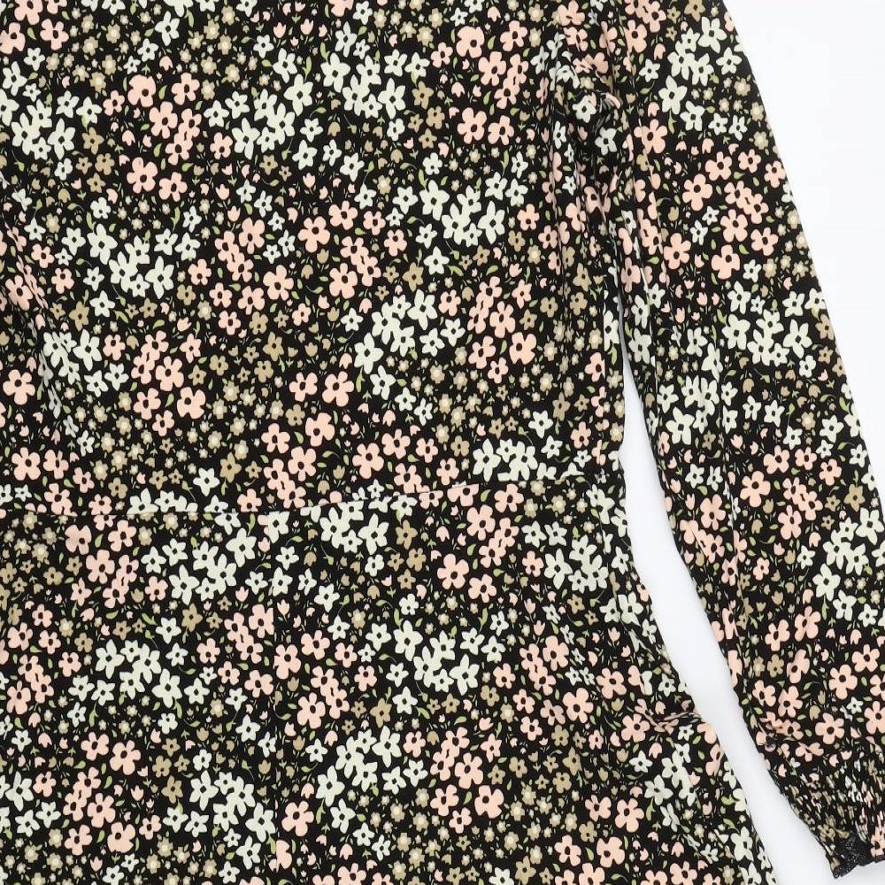 Dorothy Perkins Womens Black Floral  T-Shirt Dress  Size 18