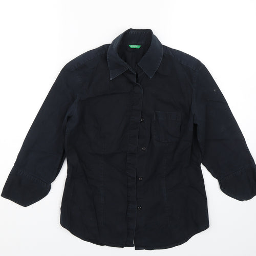 United Colors of Benetton Womens Blue   Basic Button-Up Size S