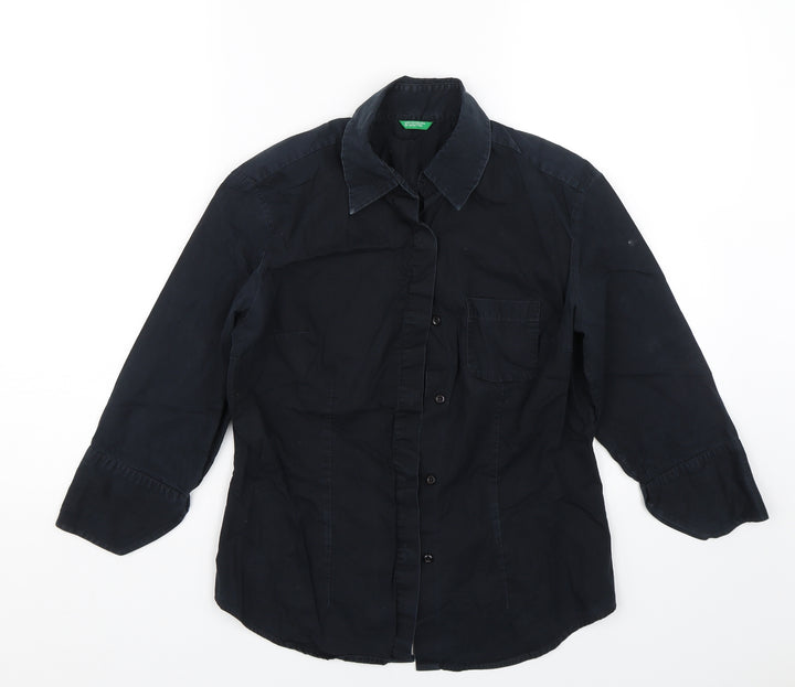 United Colors of Benetton Womens Blue   Basic Button-Up Size S