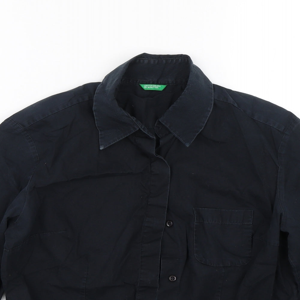 United Colors of Benetton Womens Blue   Basic Button-Up Size S
