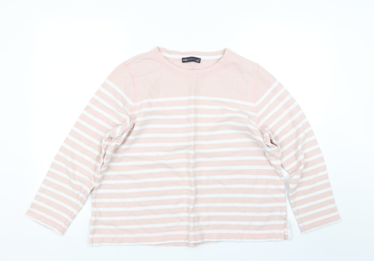 M&S Womens Pink Striped  Pullover Jumper Size 16