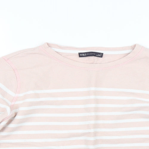 M&S Womens Pink Striped  Pullover Jumper Size 16