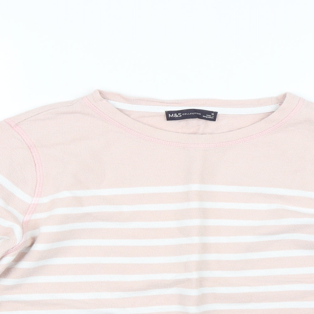 M&S Womens Pink Striped  Pullover Jumper Size 16