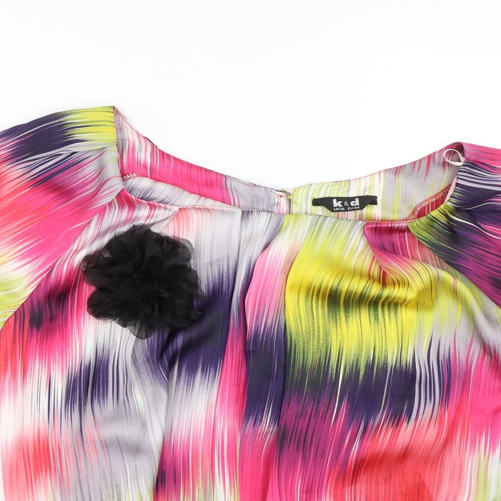 K&D Womens Multicoloured   Basic Blouse Size 16