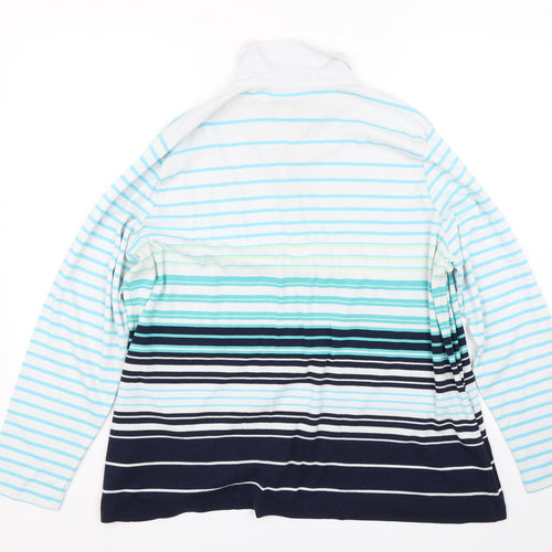 BM Casual Womens Blue Striped  Basic Polo Size XL