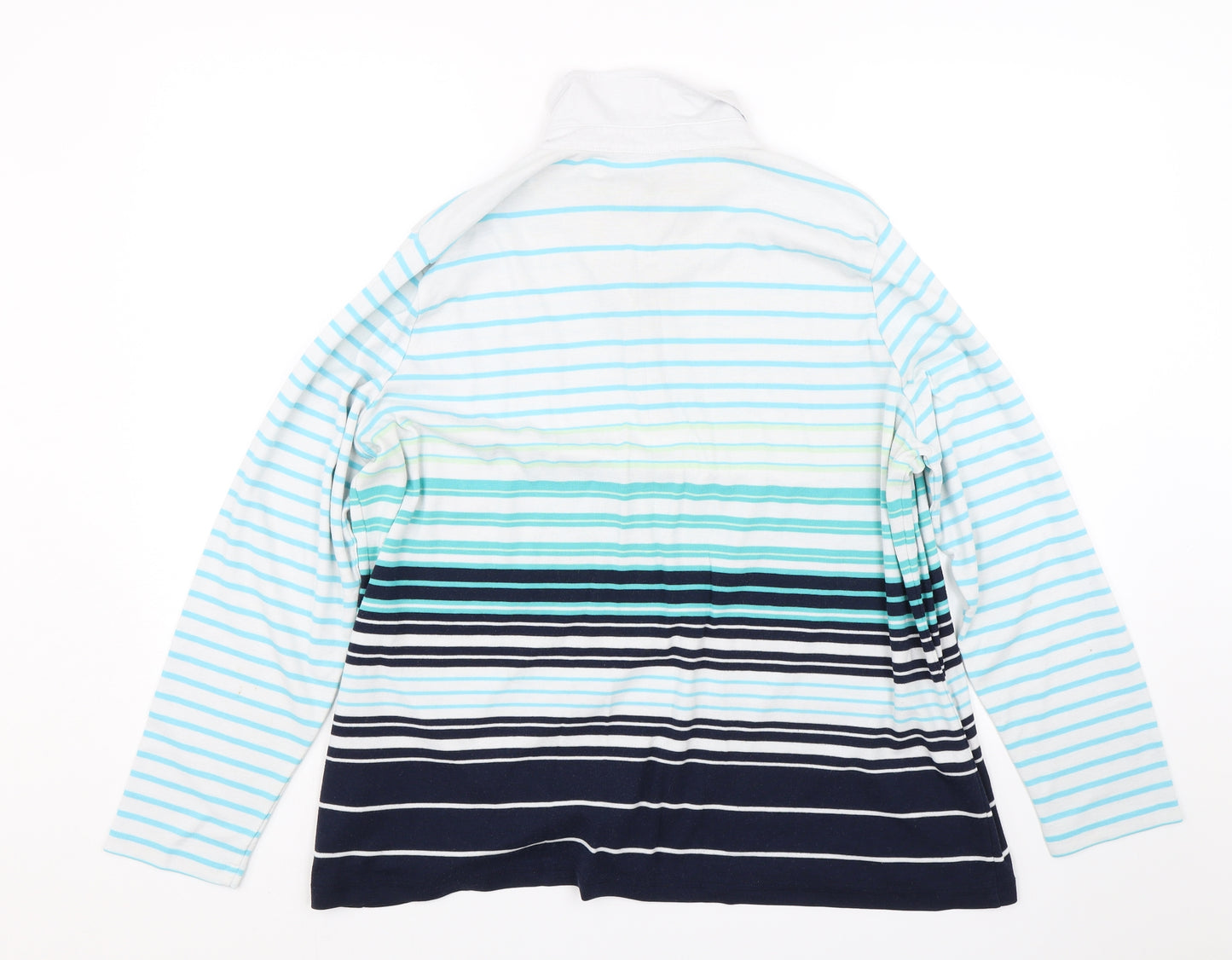 BM Casual Womens Blue Striped  Basic Polo Size XL