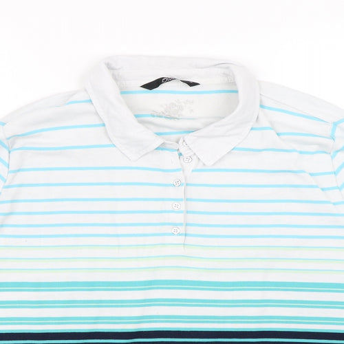 BM Casual Womens Blue Striped  Basic Polo Size XL