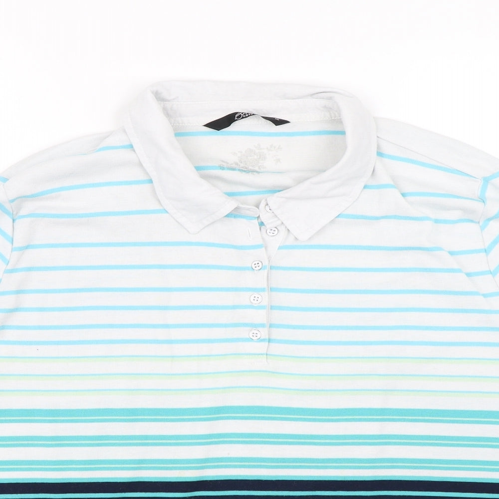 BM Casual Womens Blue Striped  Basic Polo Size XL