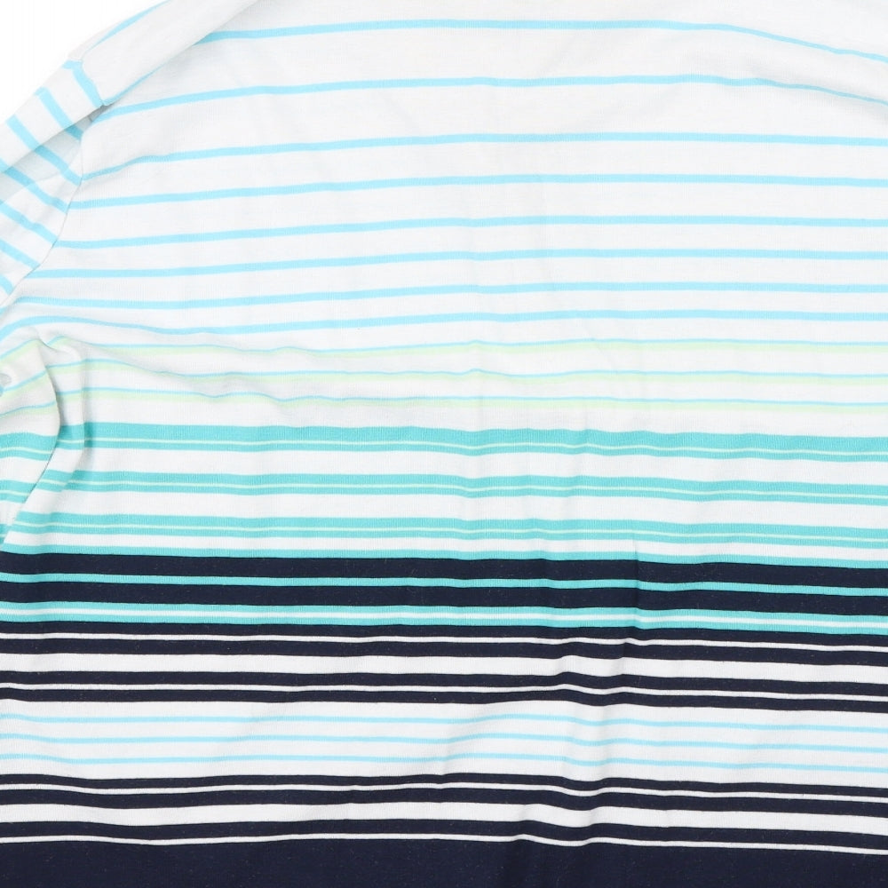 BM Casual Womens Blue Striped  Basic Polo Size XL