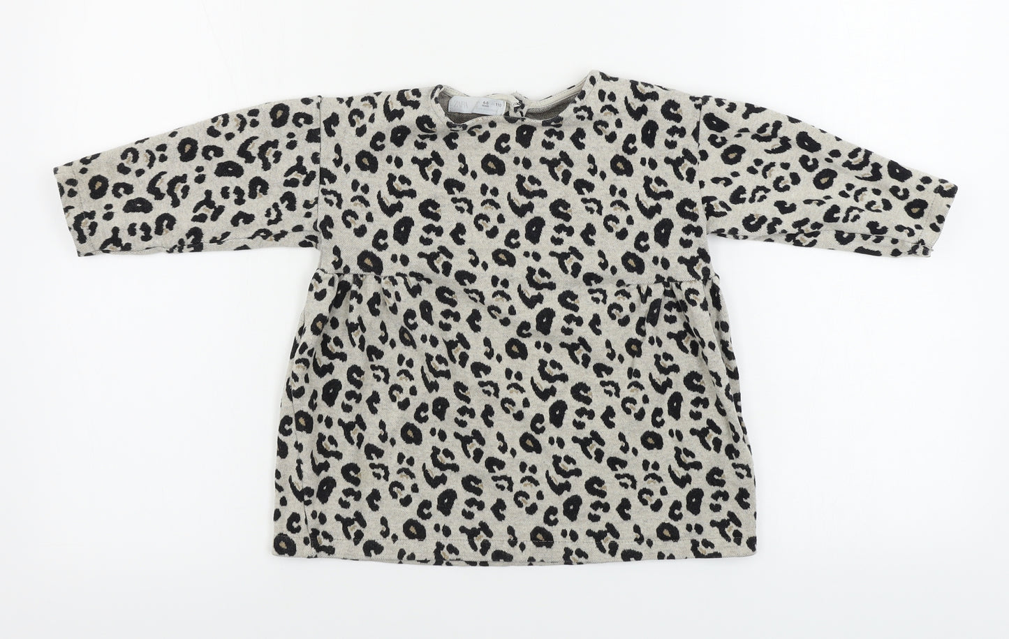 Zara Girls Beige Animal Print  Pullover Jumper Size 3-4 Years